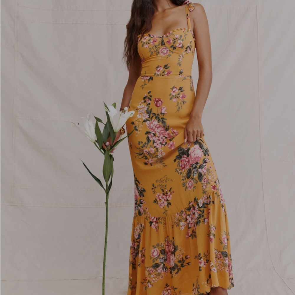 Reformation Yellow Floral Maxi Dress (worn twice)